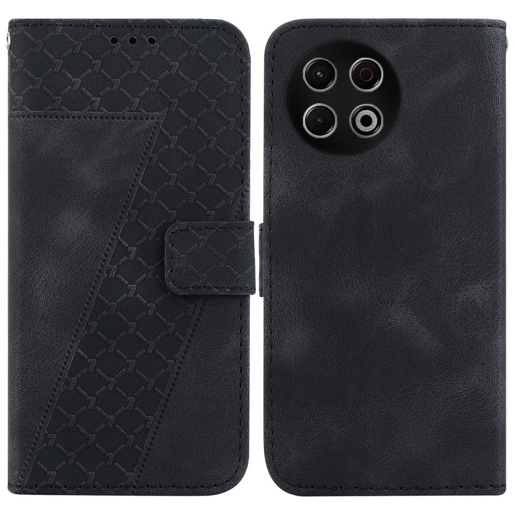 Dla TECNO Spark 30 Pro 4G Etui z podstawką Wzór 7-kształtny Wytłaczane Skórzane Etui na telefon ze smyczą