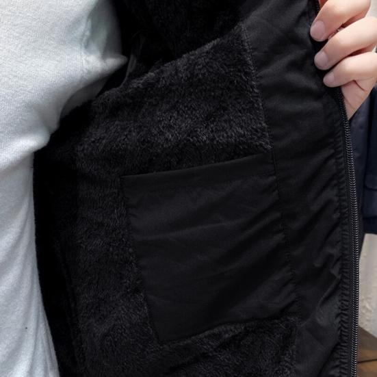 Men Cotton Coat Hooded Long Sleeve Solid Color Zipper Placket Quilted Jacket Elastic Hem