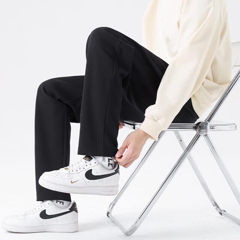 GENIOLAMODE Men's Loose Fit Wide-Leg Casual Trousers