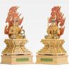 Seated Acala wood carving cypress wood with light gold Guardian deity of the zodiac for those born in the Year of the Rooster Myoo (22.5cm) (wood