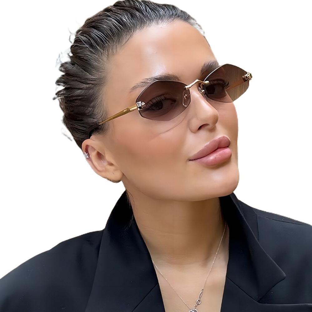 Frameless Polygonal Cycling Sunglasses UV400 UV Resistant Cycling Glass Rhombus Sunglasses  Holiday