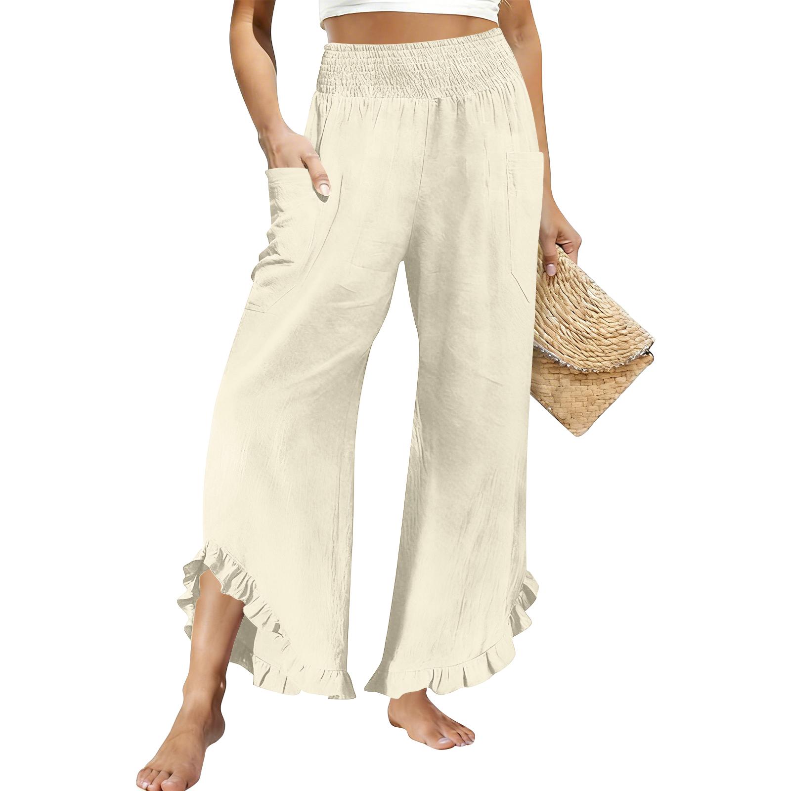 

Women s Loose-fitting Wide-leg Pants. Casual Loose-fitting Pants. High-elastic Waistband. Long Pants With Pockets XXL хакі