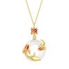 Luxury Koi Fish Peace Buckle Double Fish Pendant Imitation Agate Clavicle Necklace For Women