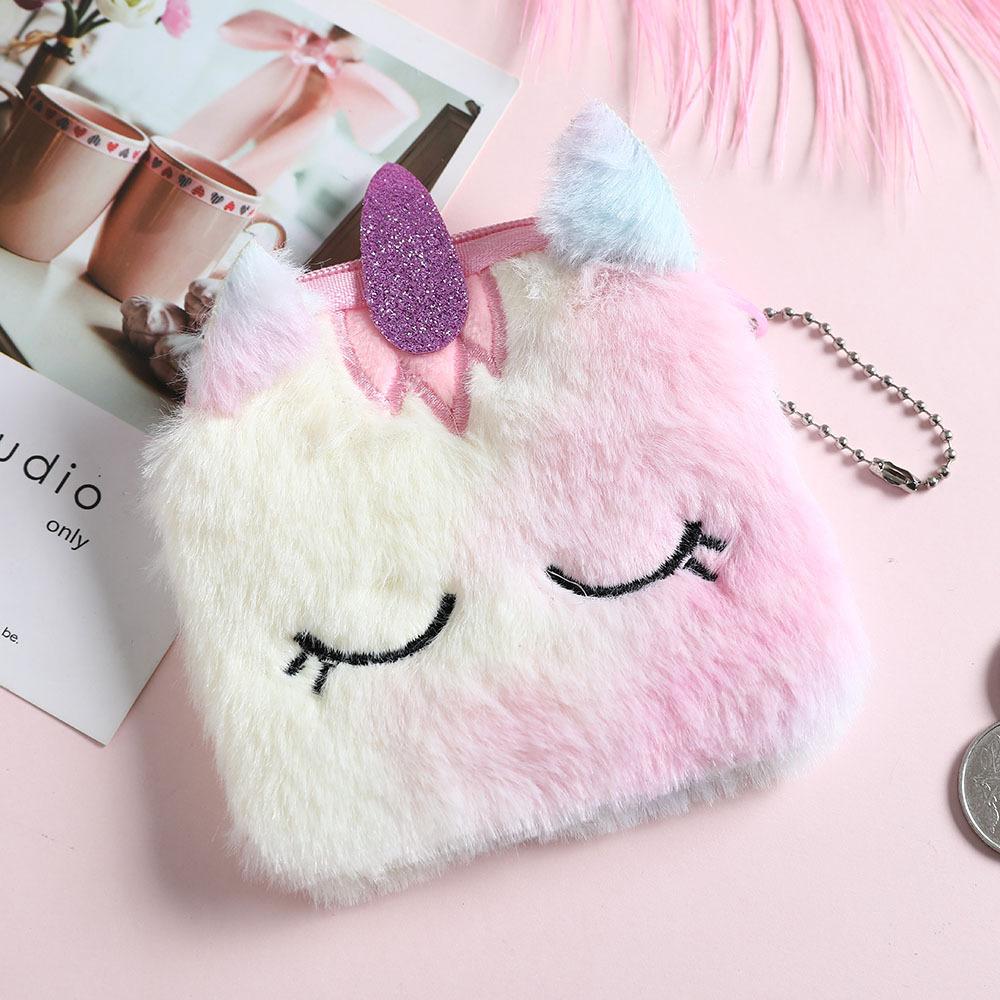 Unicorn Plush Zero Wallet Square Cartoon Children's Toy Small Wallet Girl Change Coin Bag