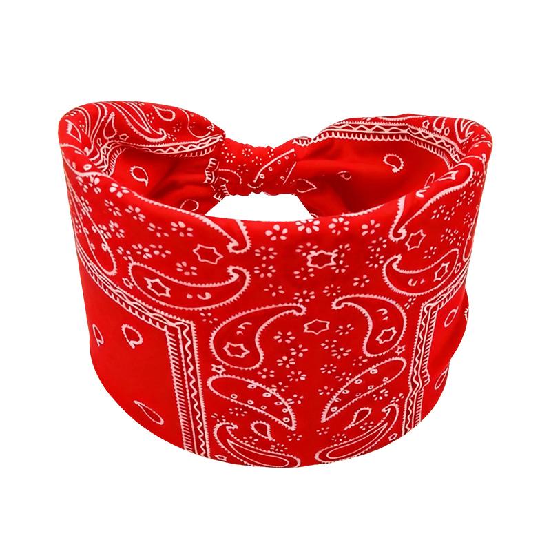 

Bohemian Cashew Yoga Sports Sweat-Wicking Elastic Cotton Headband for Women червоний