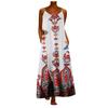 Módní ležérní šaty s potiskem v etnickém stylu bez rukávů, dámská dlouhá sukně