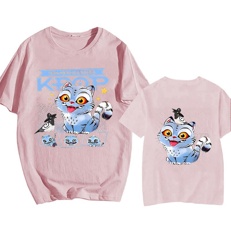 Summer Comfortable Soft KPop Peripheral Anime Cartoon Printed Pure Cotton T-shirt Men Women Casual Round Neck Short Sleeved T-shirt