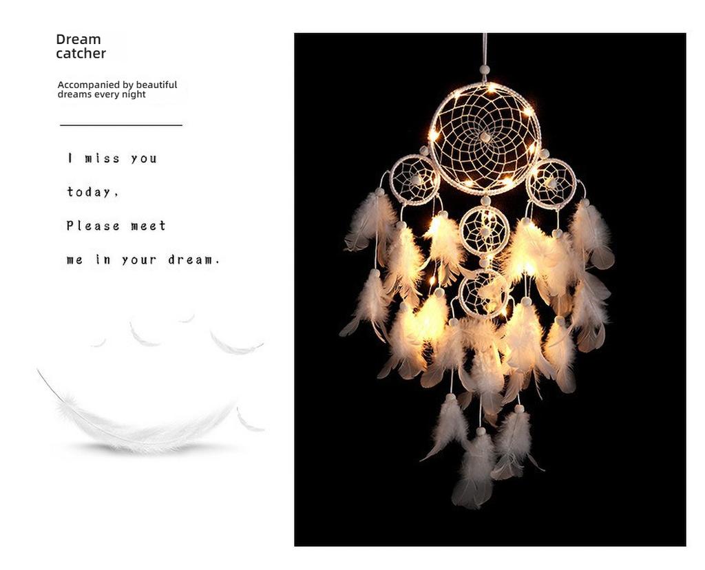 European Style Dreamcatcher - Five Ring Feather Pendant with Wind Chimes, Fashion Decor Gift