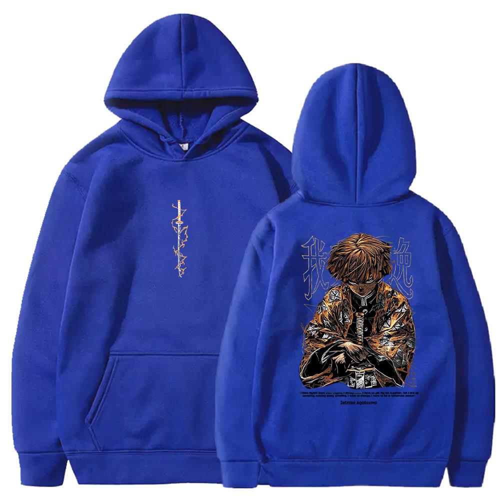 Manga Demon Slayer Zenitsu Graphic Hoodies for Men Women Clothing Fall Winter Fleece Loose Sweatshirts Casual Hooded Streetwear