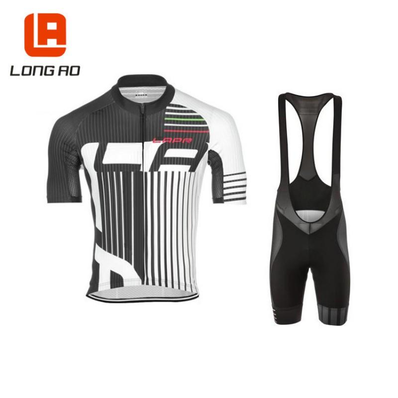 Mens Quick-Dry Cycling Jersey Bib Shorts Set Breathable Outdoor Road Bike Apparel
