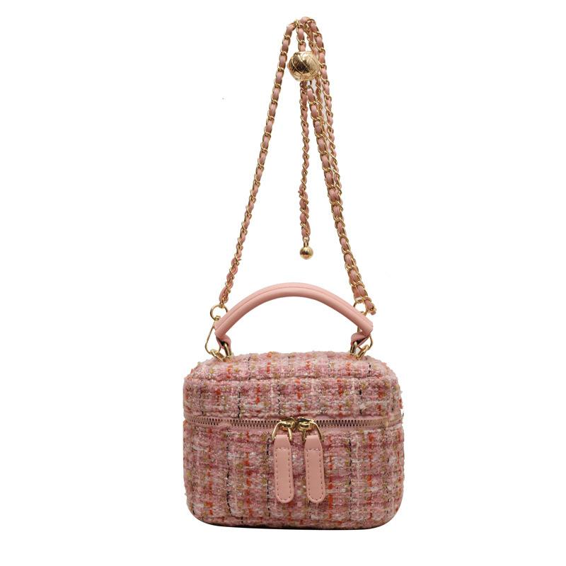 Trendy New Products, Sweet, Small Fragrance, Gentle Feeling, Portable Box, Bag, Fashionable Versatile Chain, Knitted Messenger Women's Bag