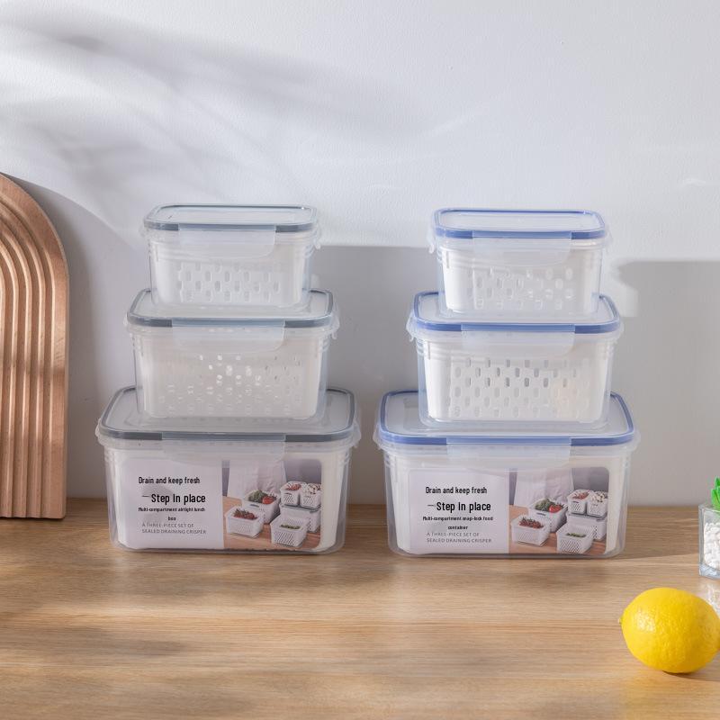Rectangular Transparent Food-Grade Plastic Storage Box with Lid for Refrigeration
