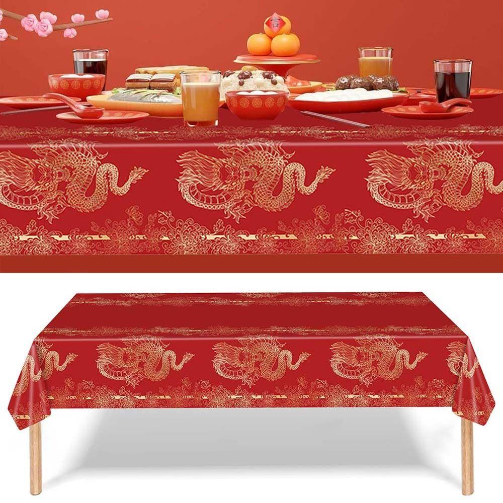 Bronzing Chinese New Year TableCover Plastic New Year Eve Decor  Chinese New Year