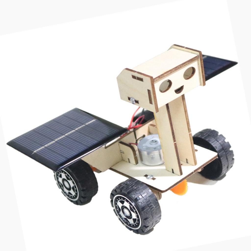 Solar Power Lunar Rover Toy Wooden Puzzle Car Assembly Model Kit for DIY Science Experiment