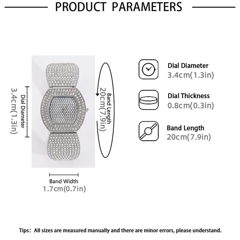5 STK Mote Luksus Dame Diamant Sølv Kvarts Klokke Jenter Firkantet anheng Halskjede Diamant øredobber Ring smykkesett for jenter