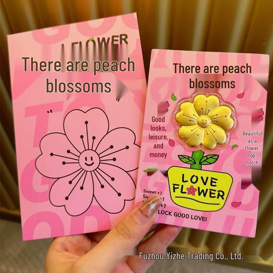 999 Pure Gold Peach Blossom Coins & Red Envelopes: Perfect Anniversary Gift for Your Best Friend or Partner