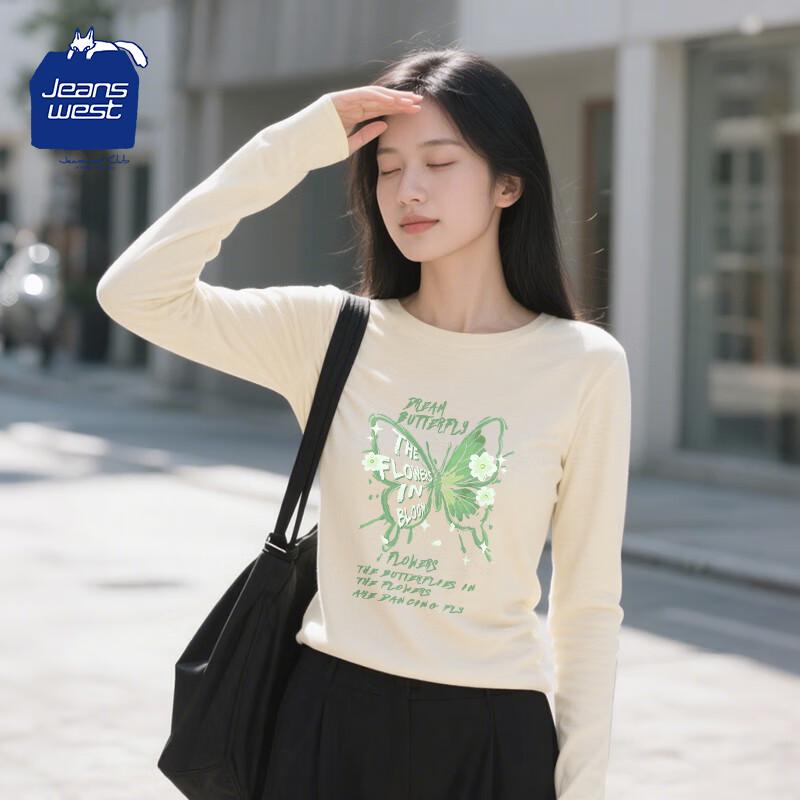 Jeanswest Club Women s Long Sleeve Cotton Letter Print Top M