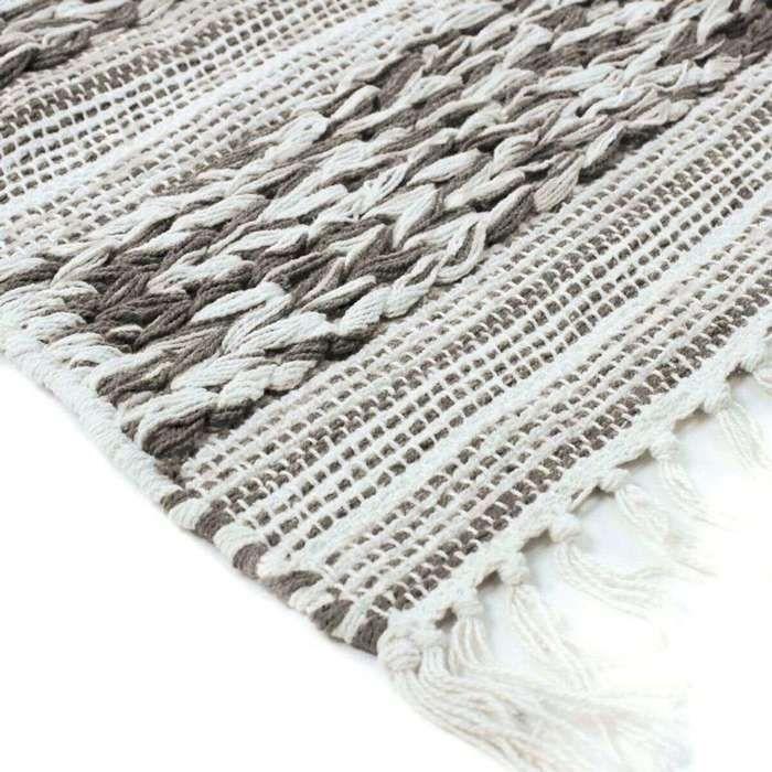 Living Room Rug In Cotton White-sand Stripe 190x290