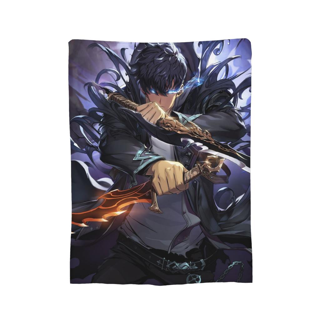 Anime Solo Leveling Blanket Fleece All Season  Multi-function Lightweight Throw Blankets for Bedding Travel Bedspreads