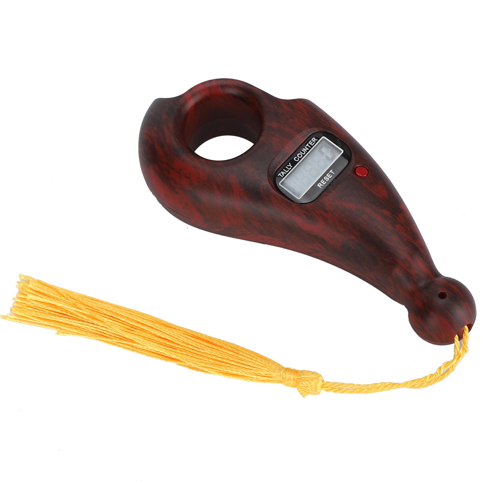 

Wood Grain Digital Beads Counter Handheld Finger Beads Counter for Buddhist Meditation Rosewood