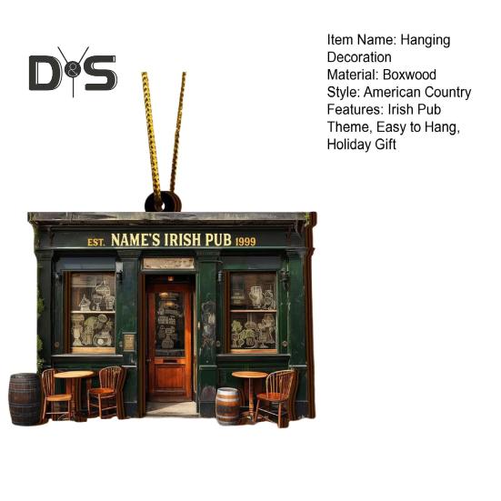 1/2/3Pcs Irish Pub Hanging Decoration Christmas Tree Hanging 3 Layers Wooden 3D Vintage Shop Ornament Retro House Scene Pendant