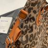 Leopard Print Shoulder Bag for Women Soft PU Leather Large Capacity Shopping Tote