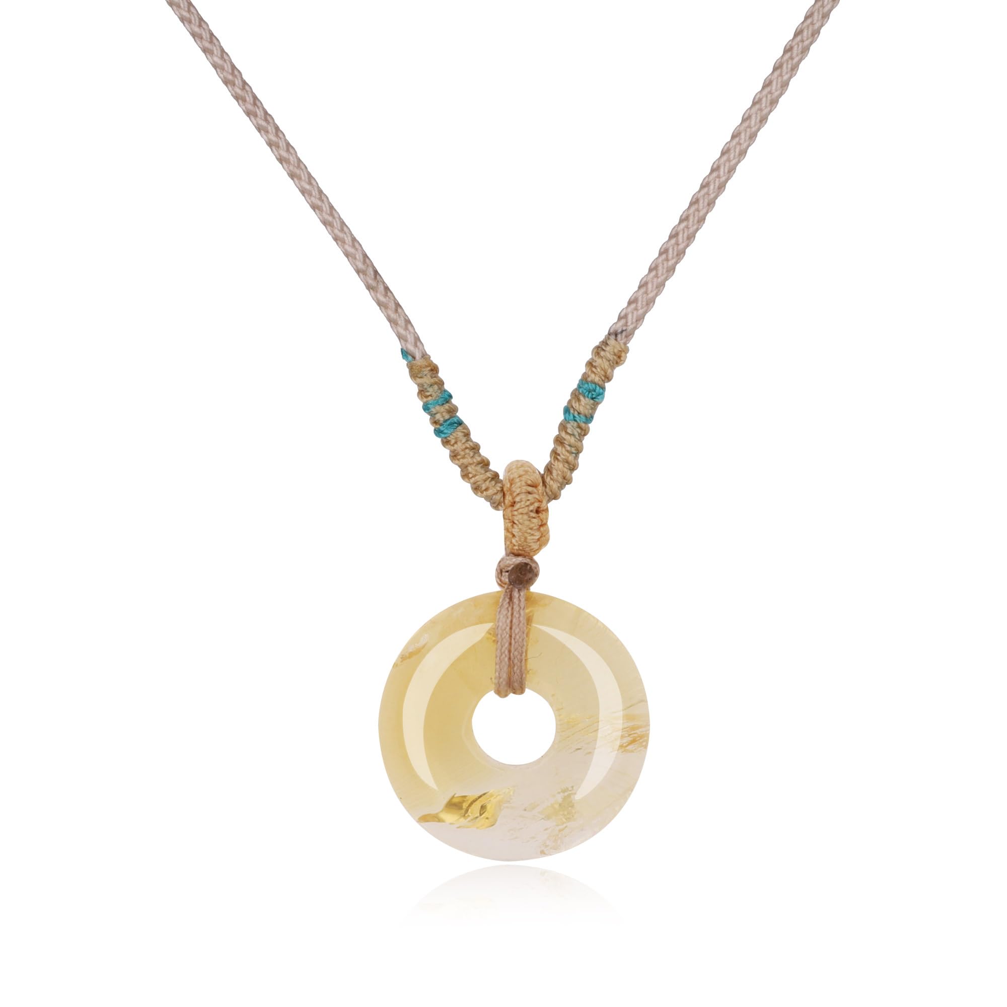 

[KOAI] Citrine Crystal Pea Disc Pendant Necklace for Women
