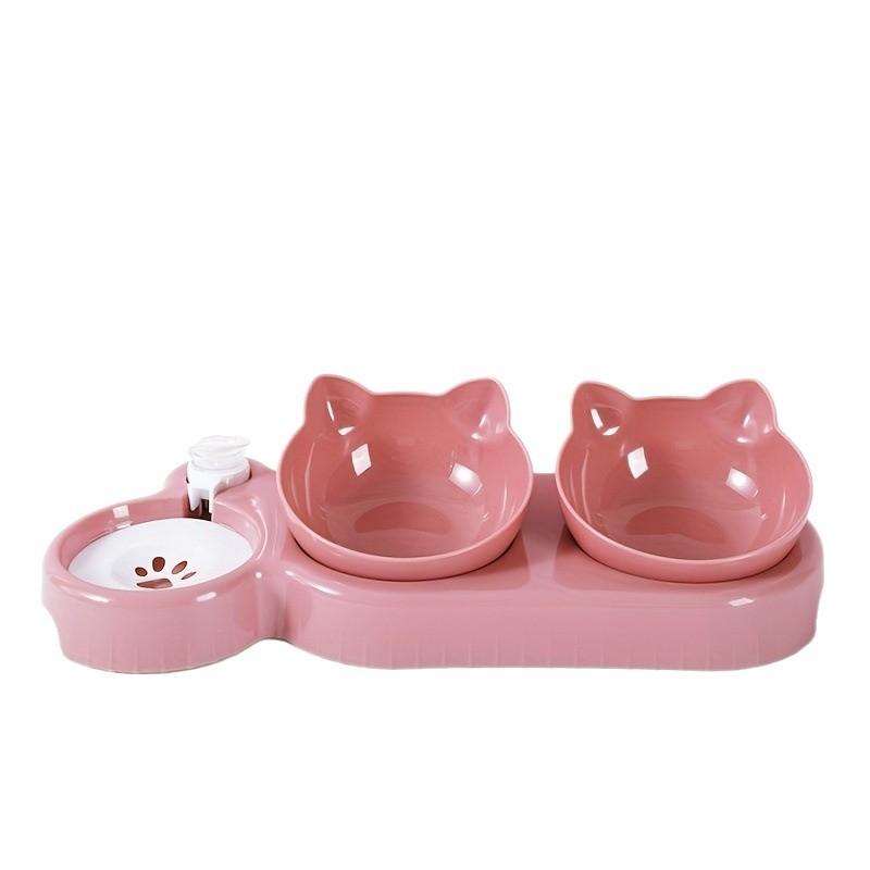 Automatic Water Feeding Cat Bowl Cat Ear Bowl Double Bowl Water Feeding Cat Food New Pet Cat Bowl
