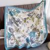 Spain Fashion Lovely Floral Square Silk Scarf Ladies High Quality Print Soft Shawls and Wraps Bufandas Muslim Hijab 90*90Cm
