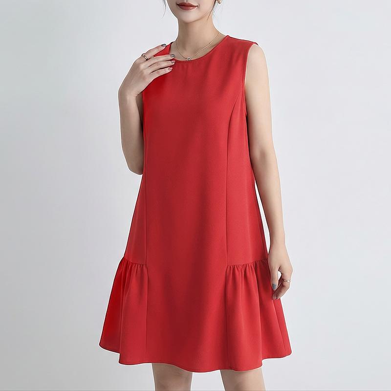 ZANZEA Women Casual Round Neck Solid Color Summer Sleeveless Dress