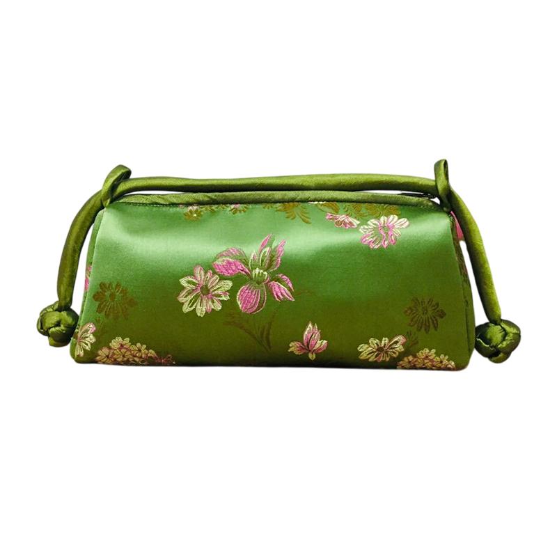 Retro Embroidery Satin Silk Handbags Flower Storage Bags Silk Embroidered Women Bag Fashion Matching Bride Women Handbag