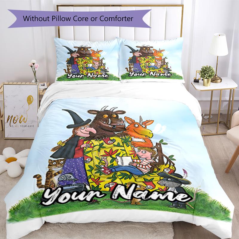 Set Biancheria da Letto Il Gruffalò Personalizzato con Nome 3 Pezzi Copripiumino Chiusura Include 1 Copripiumino e 2 Federe, Morbido e Confortevole per Tutte le Stagioni.