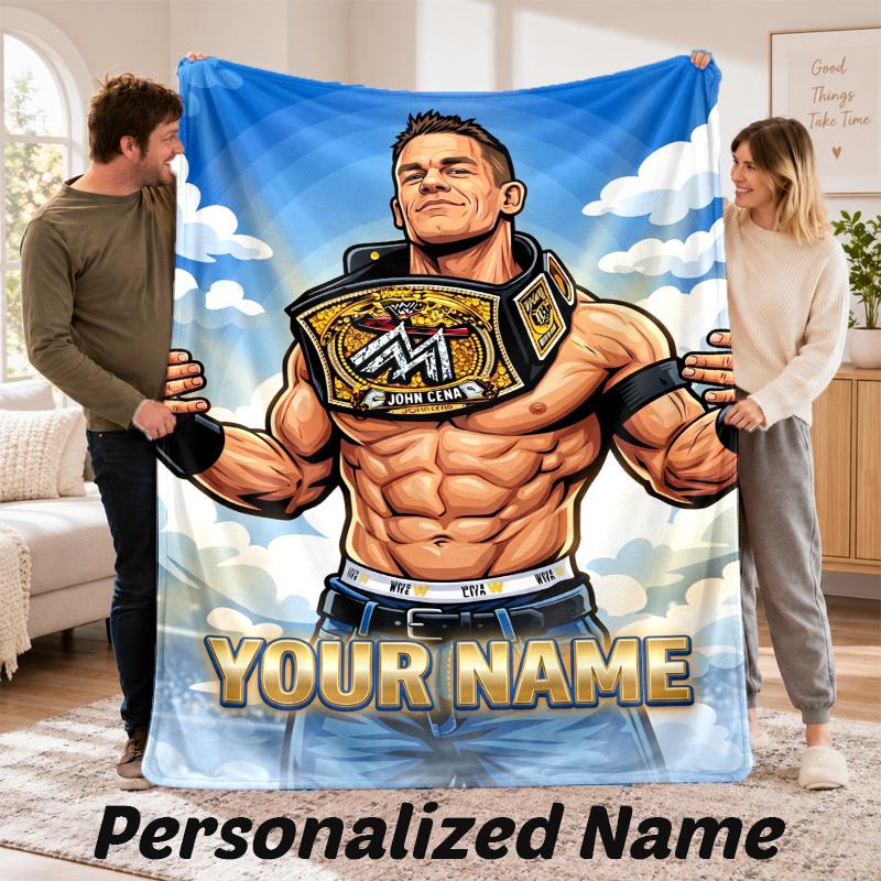 Custom Name WWE LOGO Flannel Throw Blanket Personalized Text Soft Blanket Bed Sofa Gift