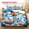Lionel Messi Pattern Bedding Home Decoration Birthday Gift (1 * Duvet Cover + 2 * Pillowcase, Without Core),fan Merchandise.