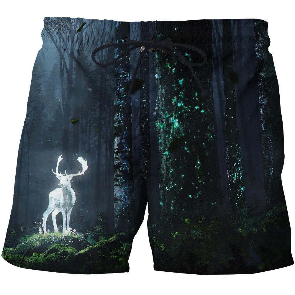 Herren Sommer Elchmuster Strandhose 3D Digital bedruckte Sporthose