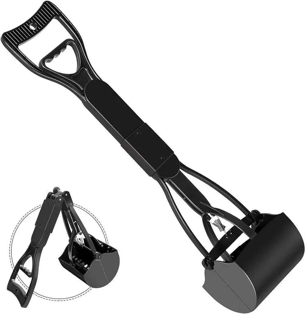 

Long Handle Dog Poop Scooper, Folding Pet Waste Clean Up Tool with Bag Dispenser, Durable Pooper Scooper for Dogs Yard Cleaning чёрный