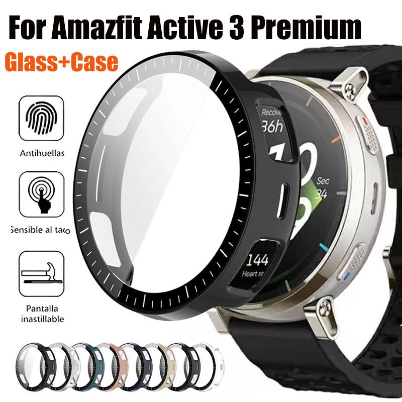 Pro Amazfit Active 3 Prémiové tvrzené sklo+PC pouzdro Ochrana obrazovky proti poškrábání Nárazník Pro Amazfit Active 3 Kryt Příslušenství