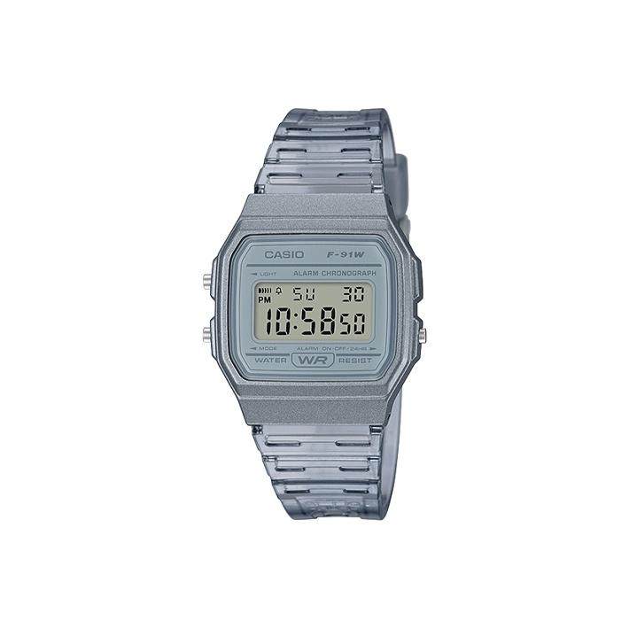 CASIO DIGITAL Quartz Movement Resin Strap Watch Men s Watches Gray Dial F-91WS-8DF Silver Band