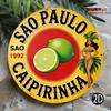 Sao Paulo Caipirinha Retro Rundes Metallschild D Flachdruck Brasilianische Limette Samba-Tänzer Design Tropische Wanddekoration für Ti