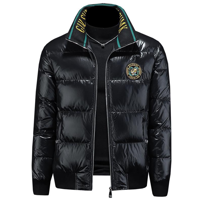 European Station 2025 Męska Zimowa Kurtka Puchowa - 90% Biały Kaczy Puch, Stójka, Haftowana, Wysokiej Jakości Modny Styl Odzież Wierzchnia.