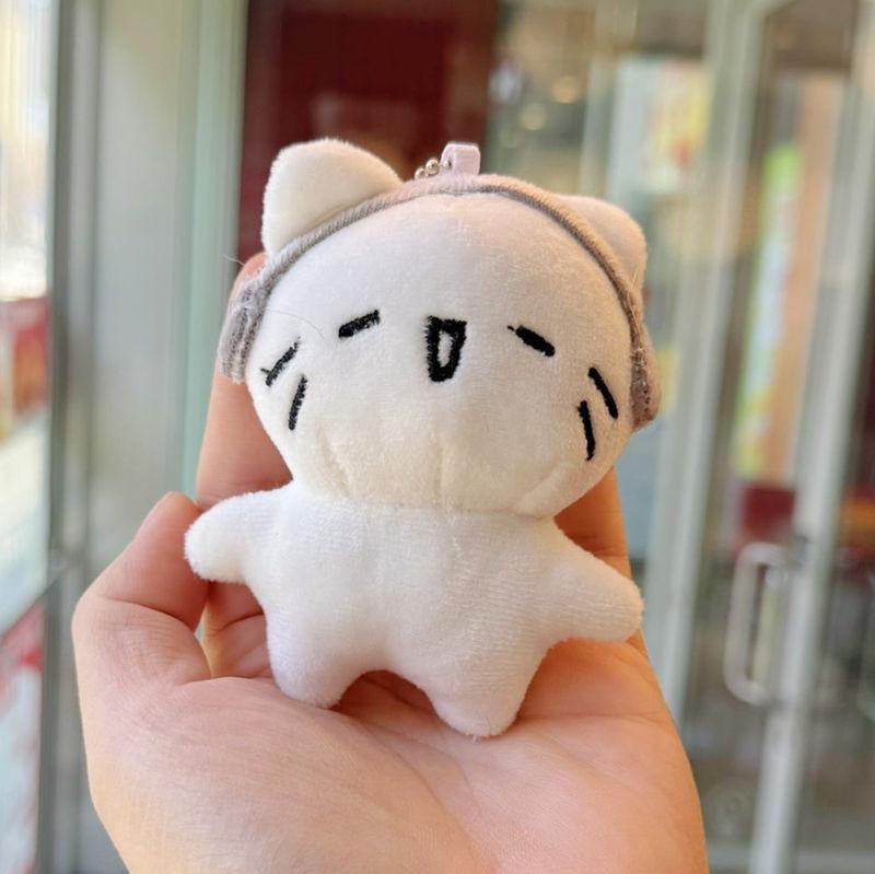 Cat Plush Keychain With Earphone Design Soft Toy For Bag Decor And Gift