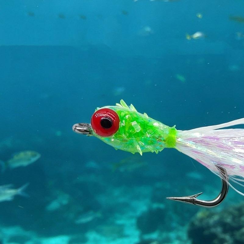 Carbon Fiber Fly Fishing Lures Realistic Hair Tail Lures With 3D Eyes & Sharply Hook For Basses Trouts & Saltwater Fish
