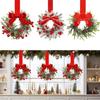 1/6pcs New Pinecone Christmas Wreath 3D Festive Artificial Garland Red Berry Door Hanging Ornament Navidad Decoration
