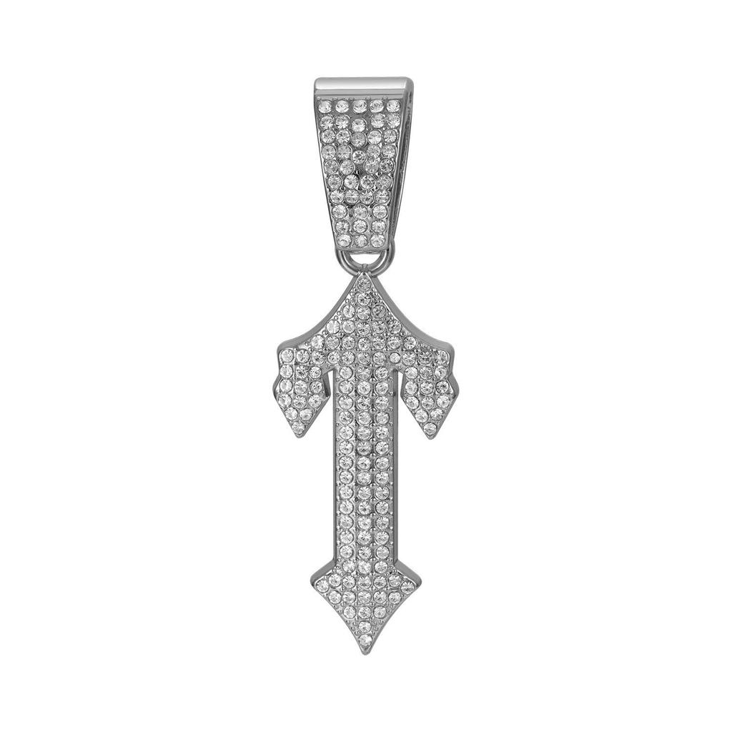 European-American Hip-Hop Style Cuban Necklace with Large Sword Alloy Full Diamond Pendant Trendy Men's Jewelry