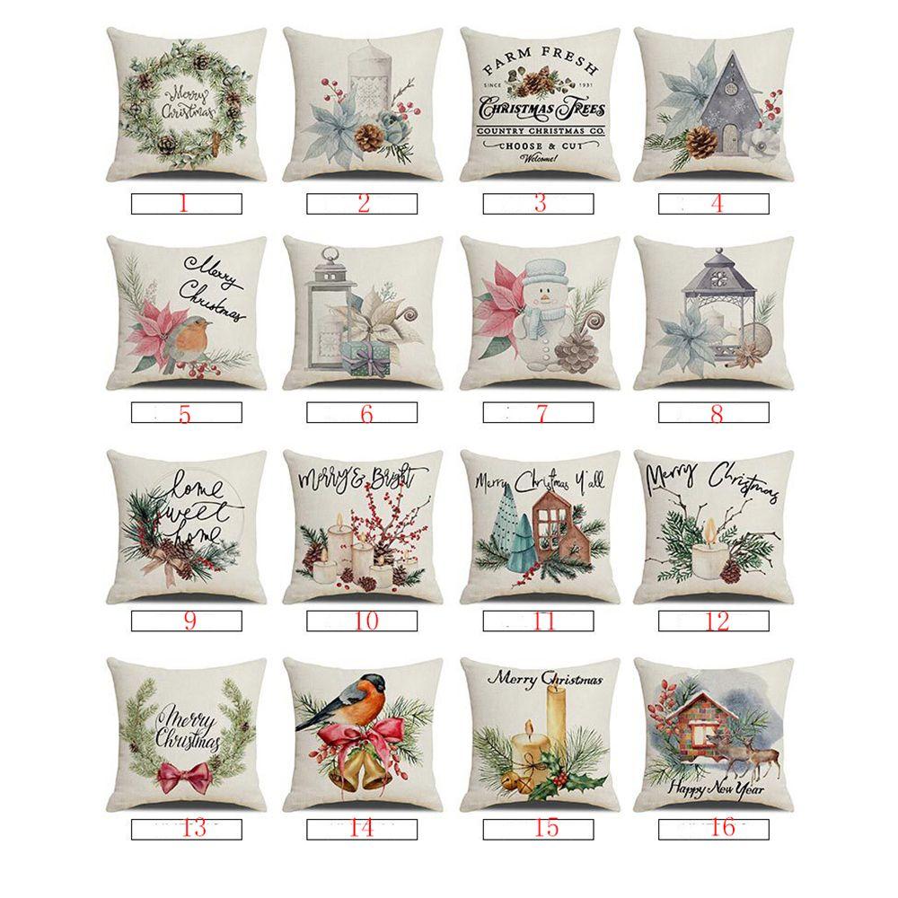 New Year Cartoon Christmas Decorations Christmas Pillowcase Pillow Cover Polyester Cushion Cover