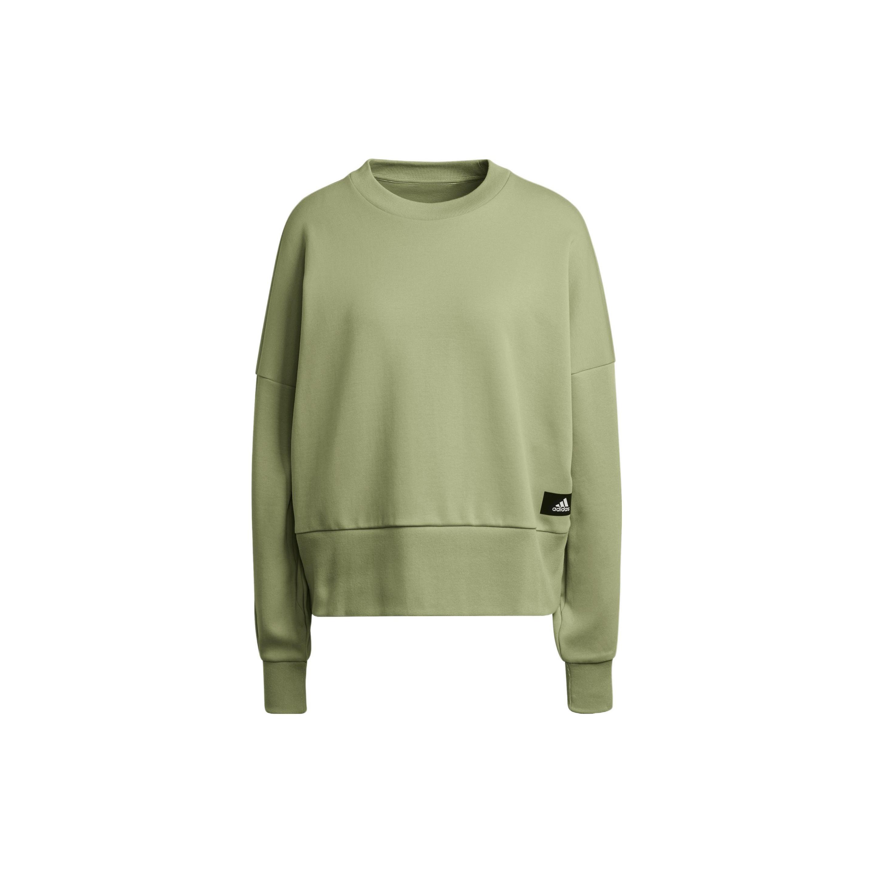 (WMNS) adidas W Fi 3s Crew Stripe Sports Round Neck Pullover Long Sleeves Hoodie Green Women s HC1639 M