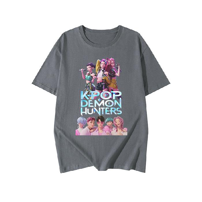 KPop Demon Hunters Fashion Short Sleeve Summer Colorful Printed Versatile Fashion Lightweight Short Sleeve Round Neck T-shirt