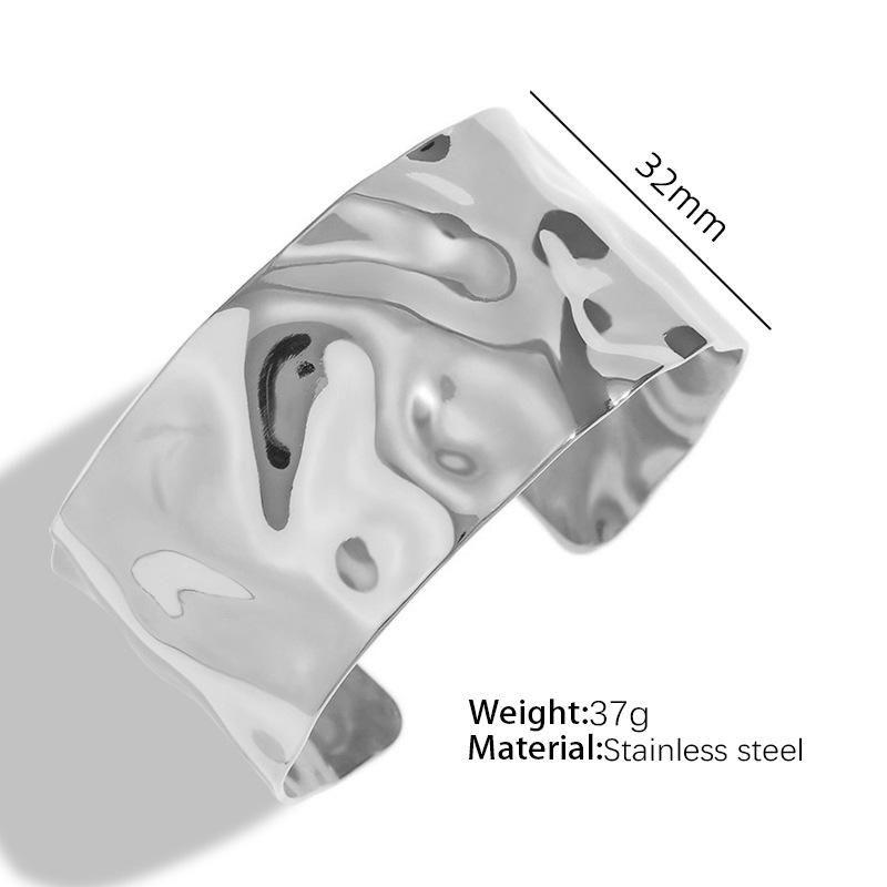 European and American Style Titanium Steel Adjustable Opening Bracelet Natural Heavy Industry Beating Pattern Texture Exaggerated Personality Design