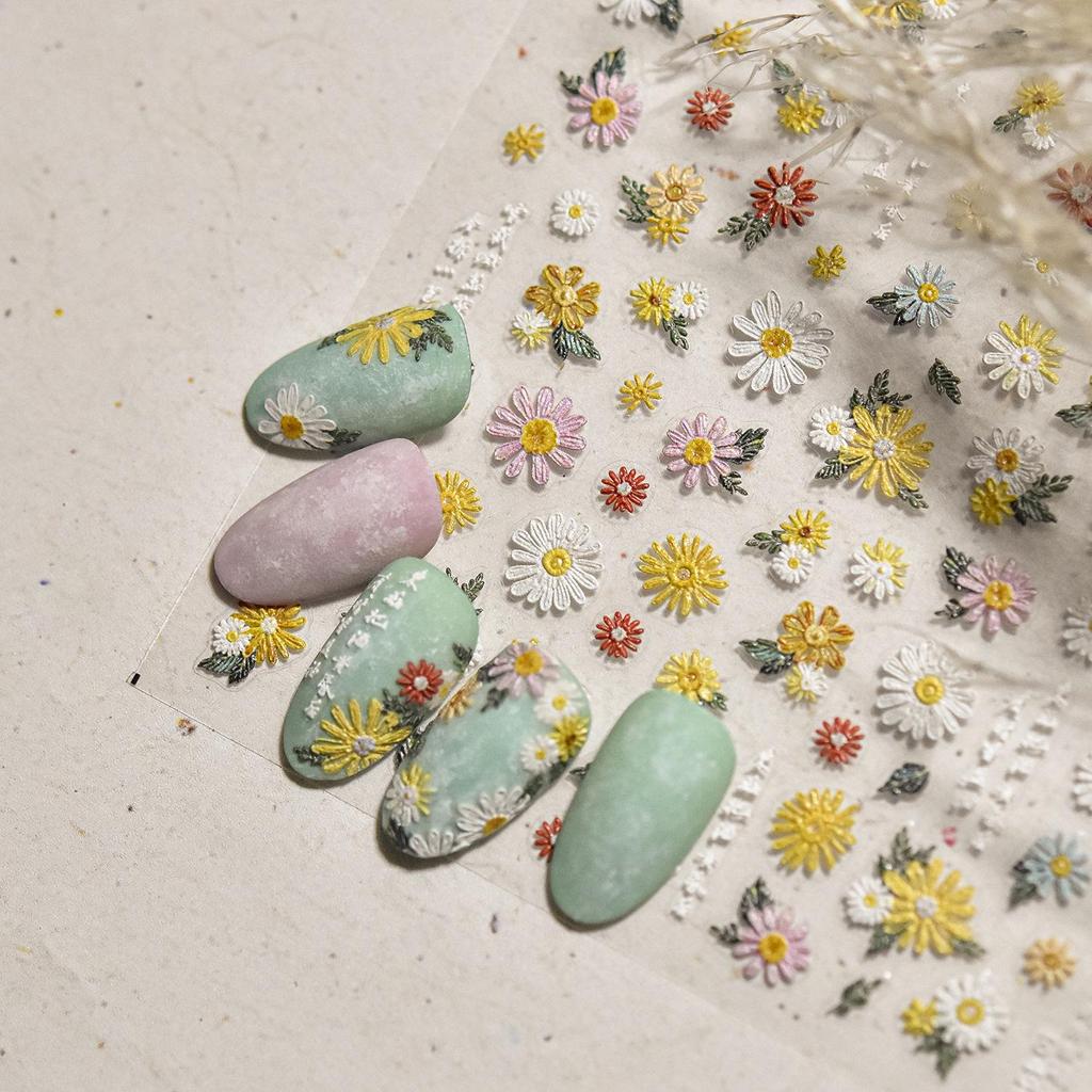 Tomoni Japanese Ballet Style Daisy Embossed Nail Art Stickers