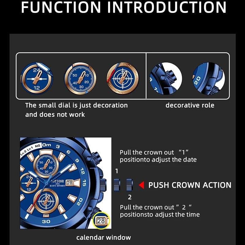 Mens Watches for Men Sports Waterproof Stainless Steel Quartz Wristwatch Man Business Watch Luminous Clock